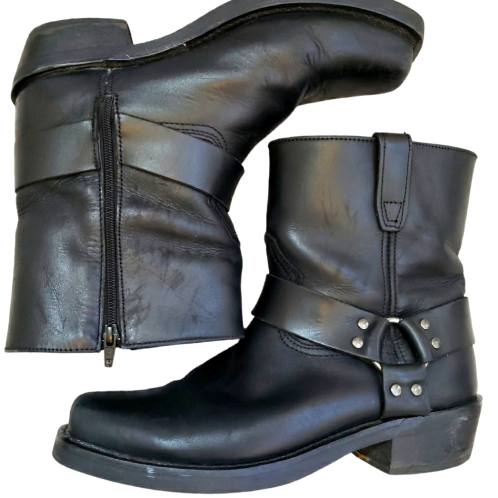DINGO REV UP ZIPPER MOTORCYCLE BOOTS - SQUARE TOE 11.5D